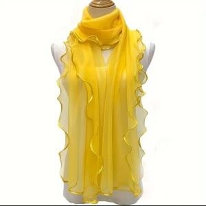 Scarf Ruffle Trim Sheer Bright Yellow